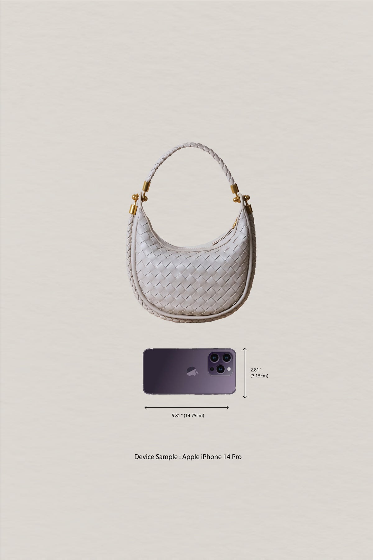 Artisan Elegance Crescent Bag - White Sand
