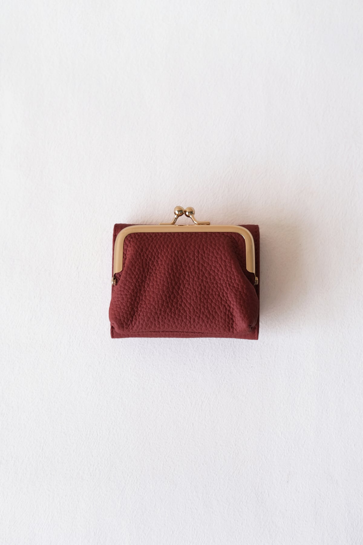 Signature Metal-Clasp Compact Wallet - Wine Red