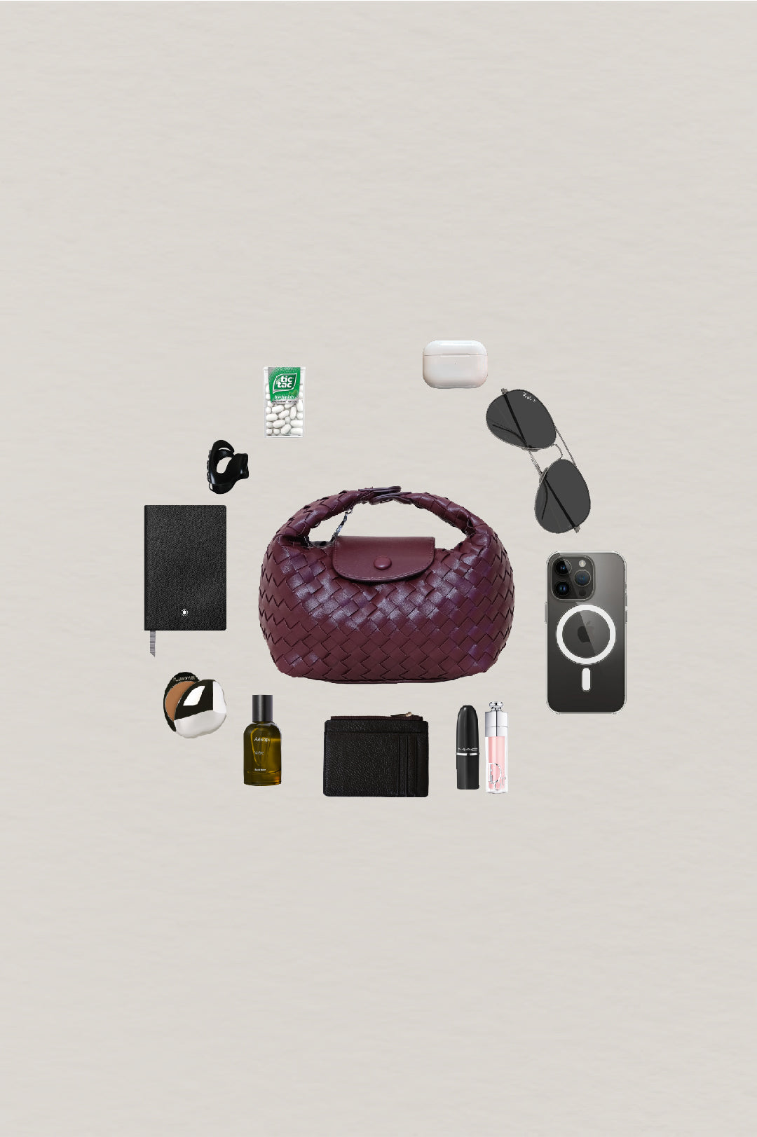 Artisan Aurelia Crescent Bag - Shinny Wine Red