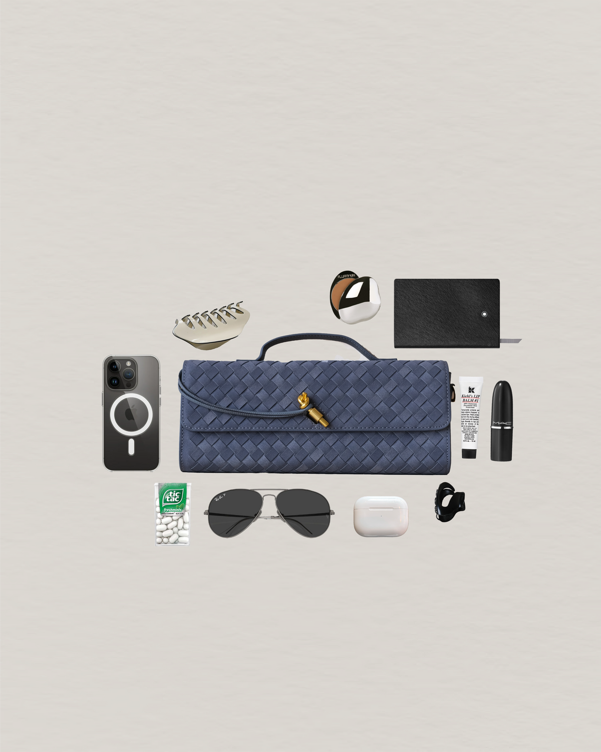 Artisan Crafted Flap Bag - Warm Grey