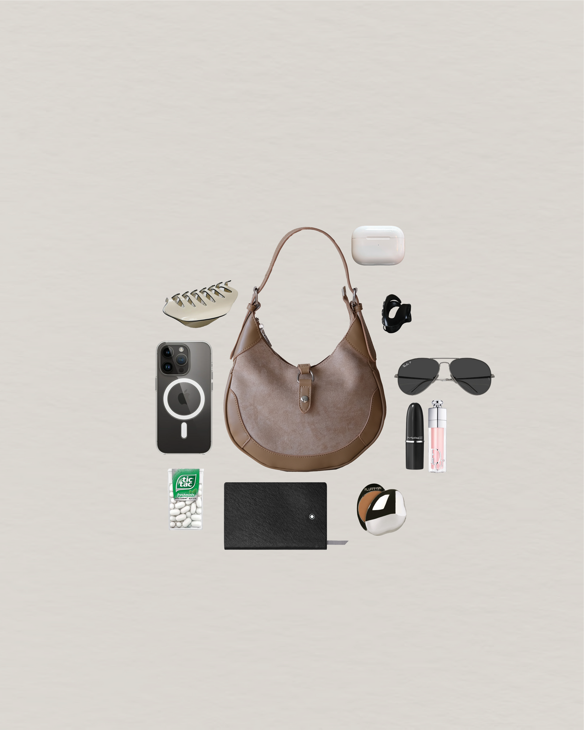 Classic Velvet Saddle Handbag - Khaki
