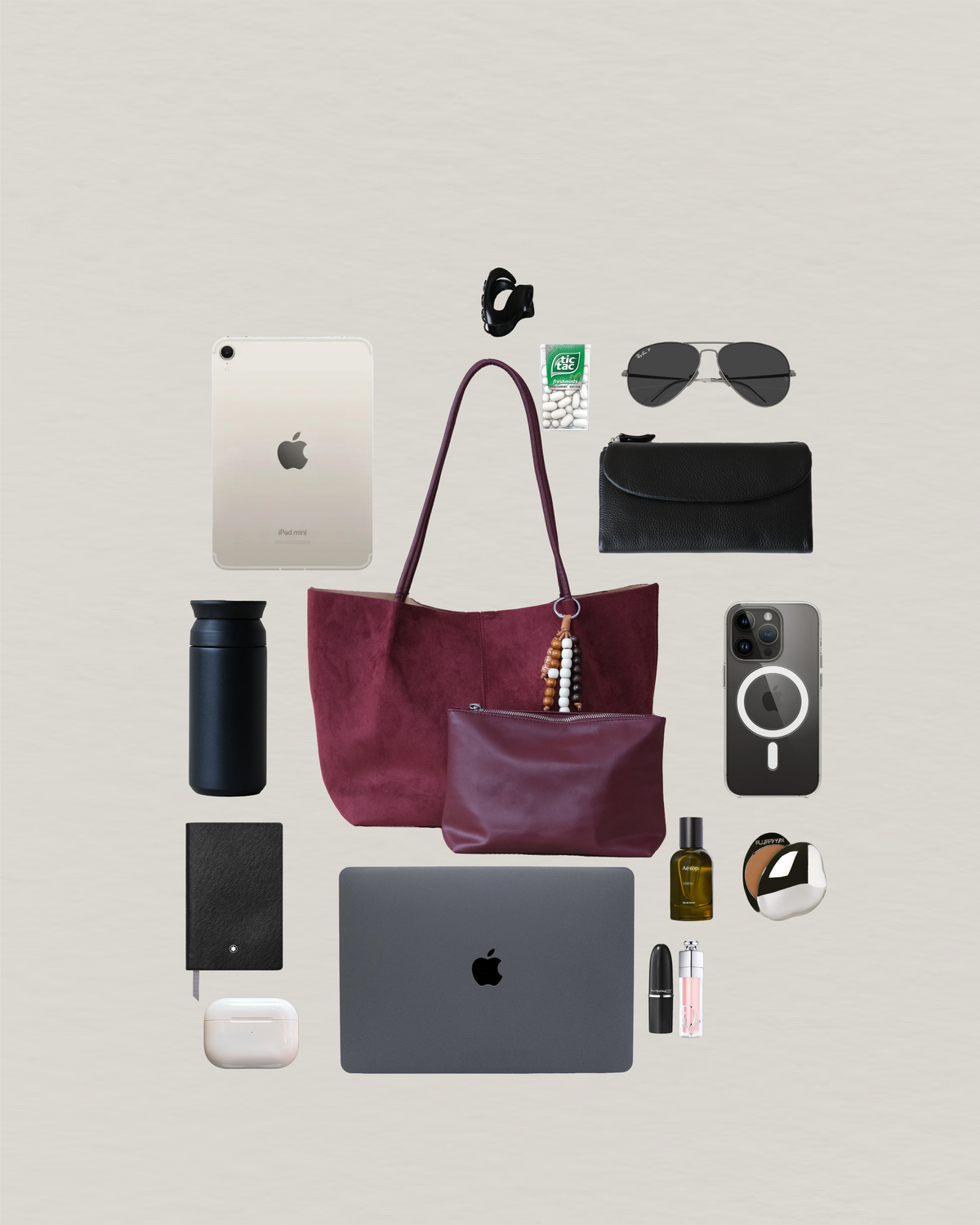French Ease Tote - Wine Red