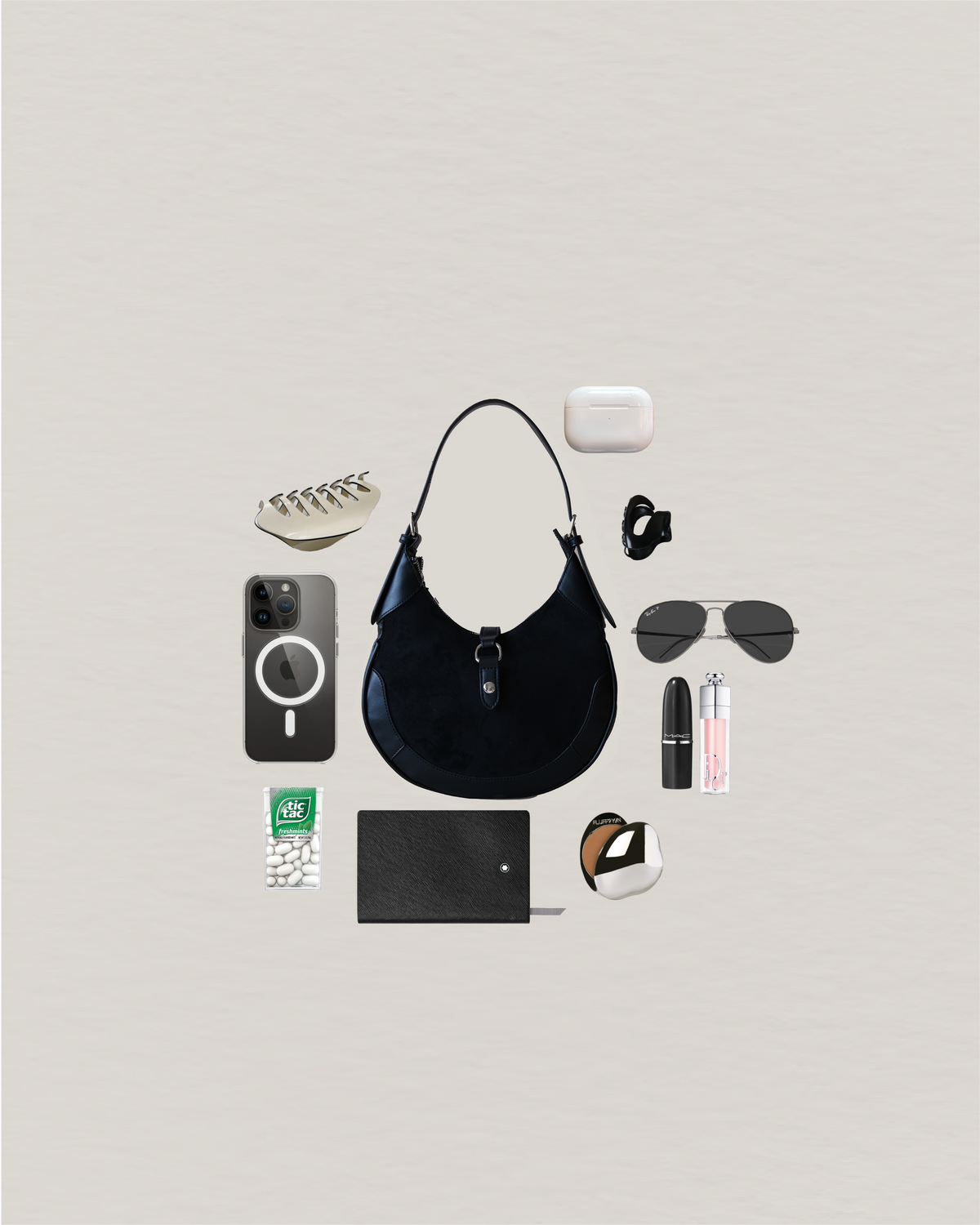 Classic Velvet Saddle Handbag - Classic Black