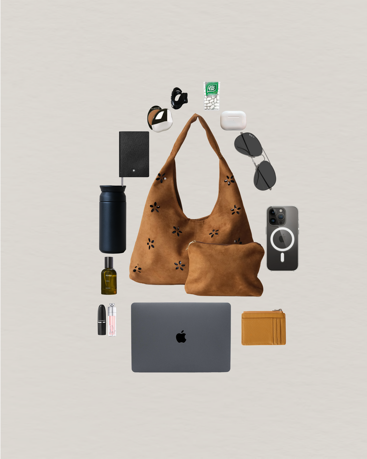 Chic Minimalist Shoulder Tote - Brown