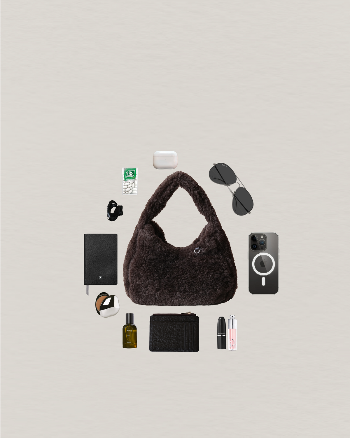 Velour Teddy Handbag - Coffee