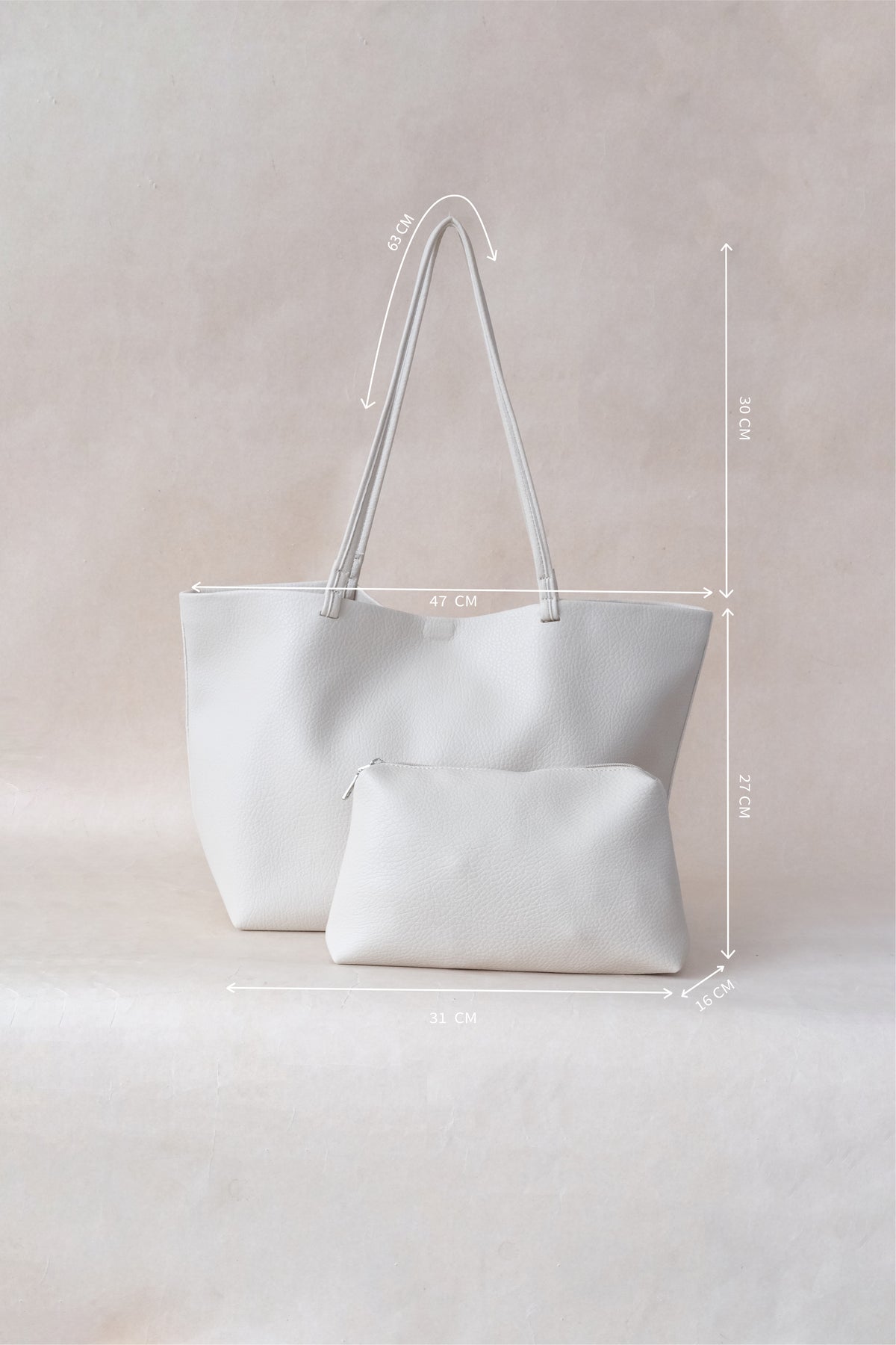 Ara Luxe Shoulder Tote - White