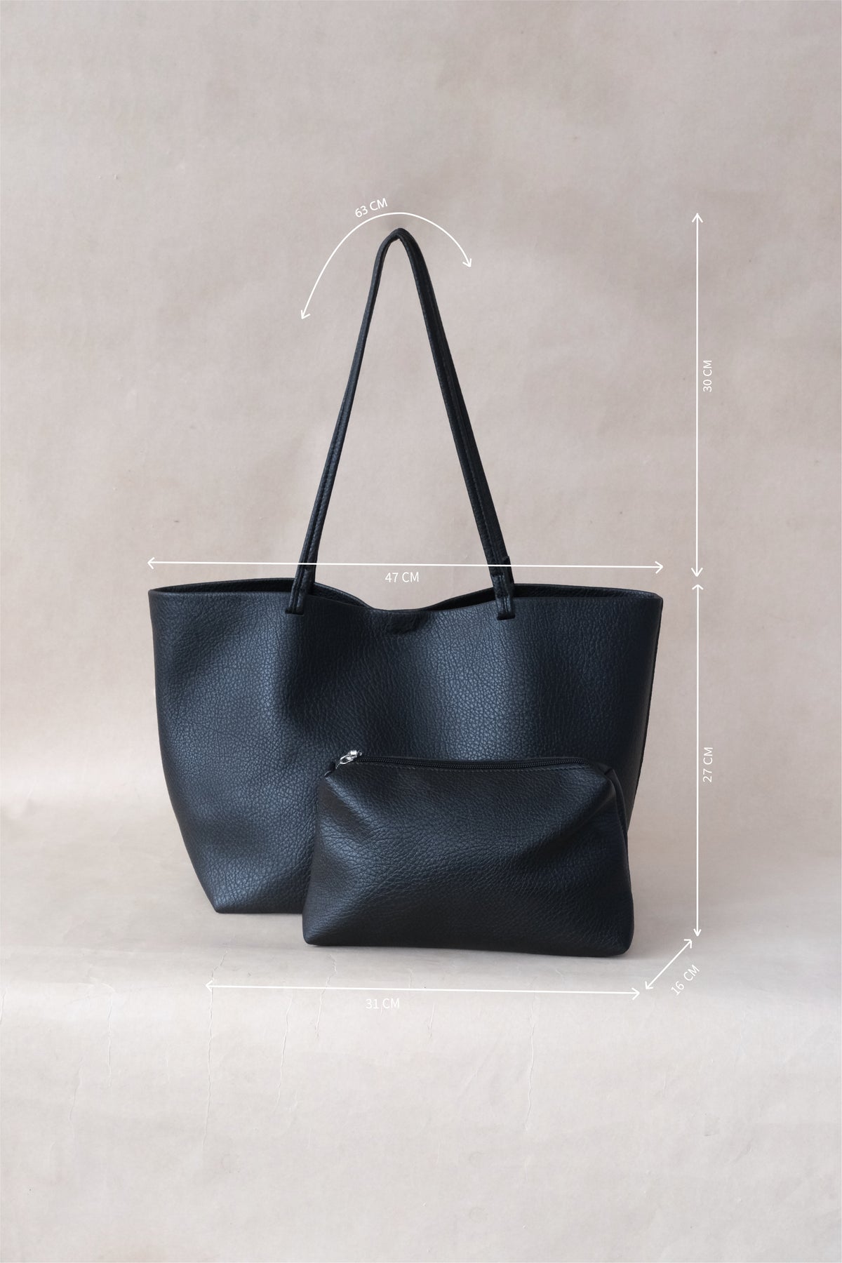 Ara Luxe Shoulder Tote - Classic Black