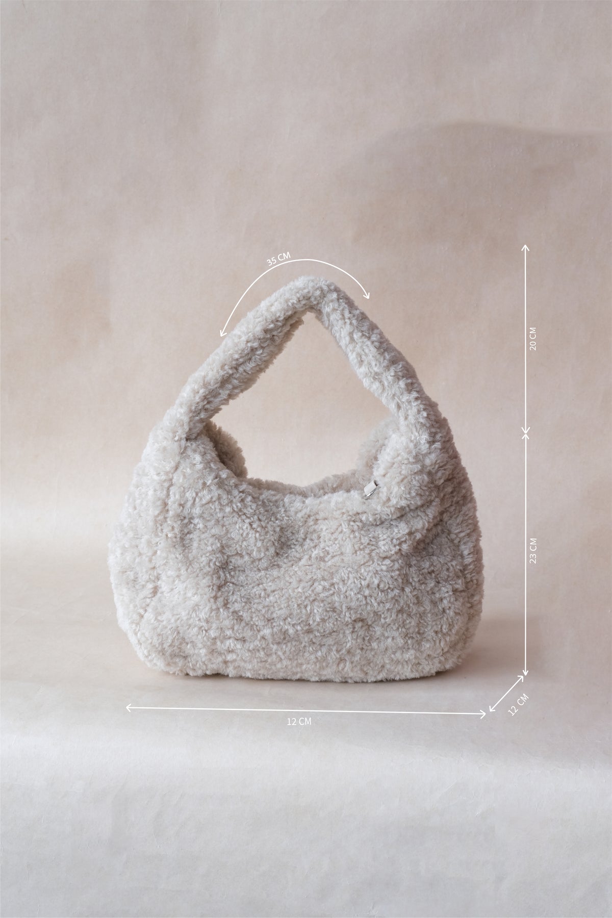 Velour Teddy Handbag - Almond White
