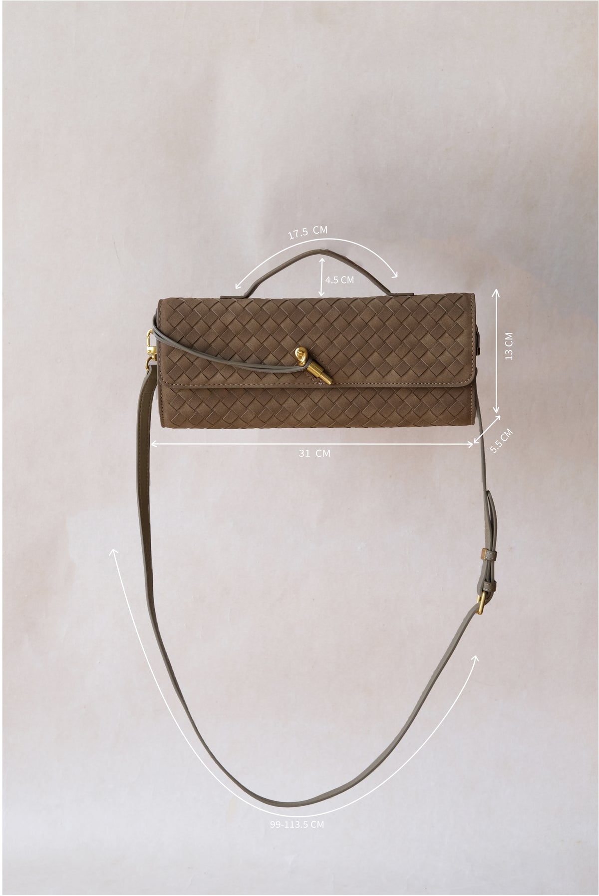 Artisan Crafted Flap Bag - Khaki