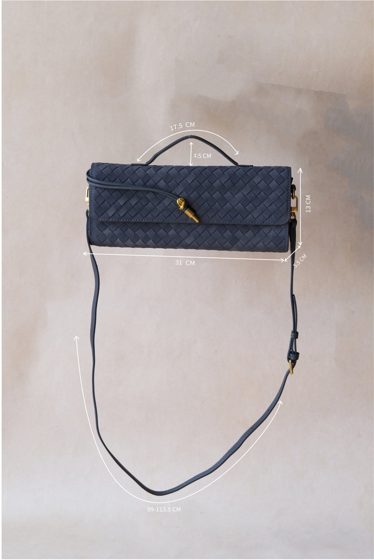 Artisan Crafted Flap Bag - Warm Grey