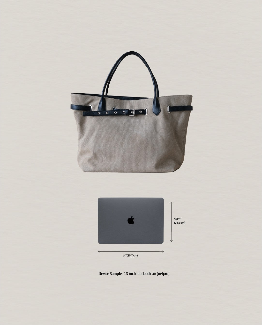Élan Belted Canvas Tote - Khaki