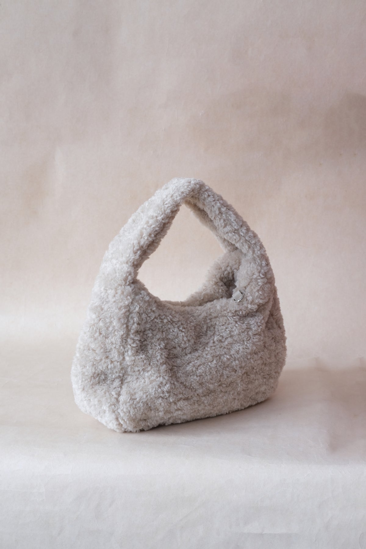 Velour Teddy Handbag - Almond White