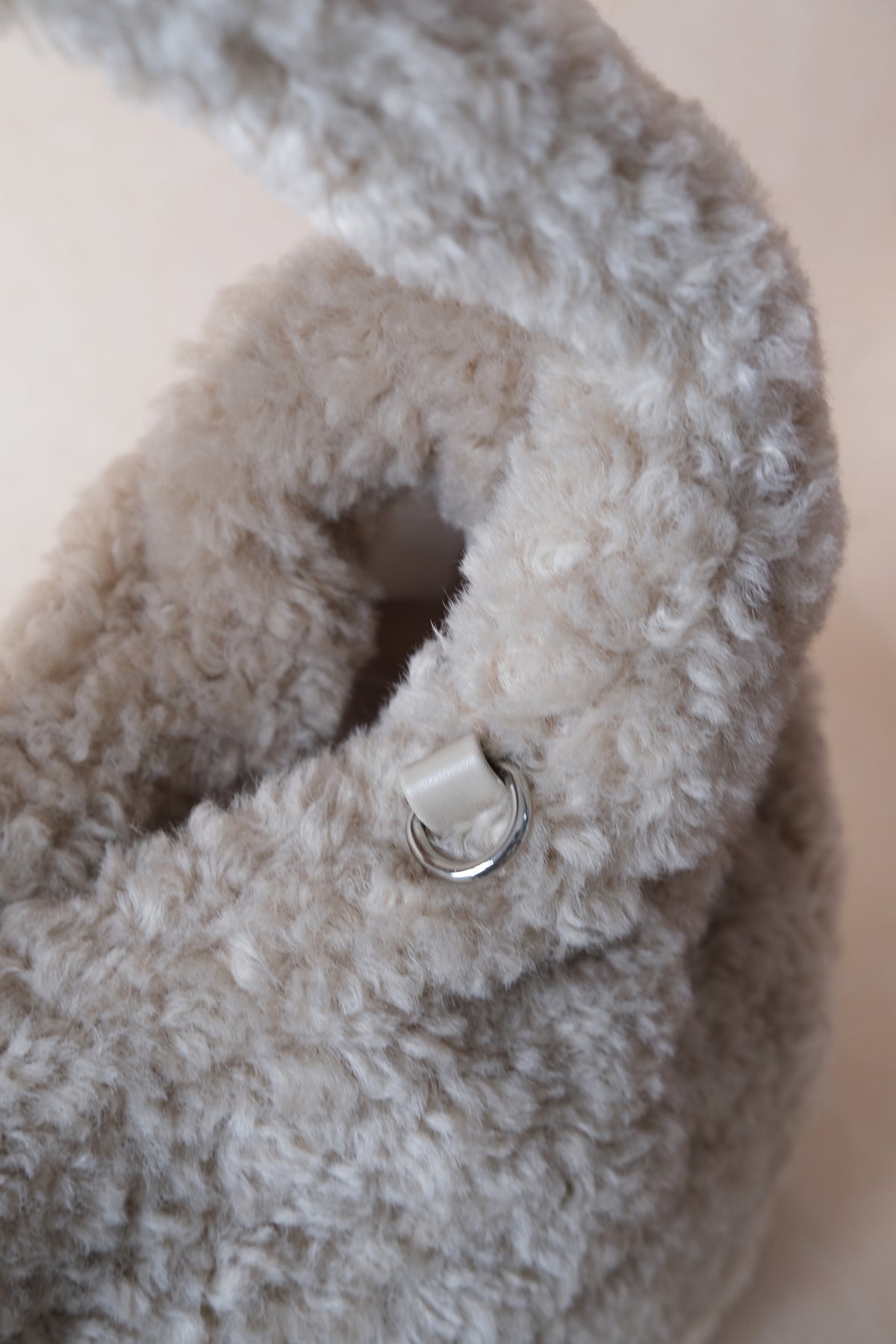 Velour Teddy Handbag - Almond White