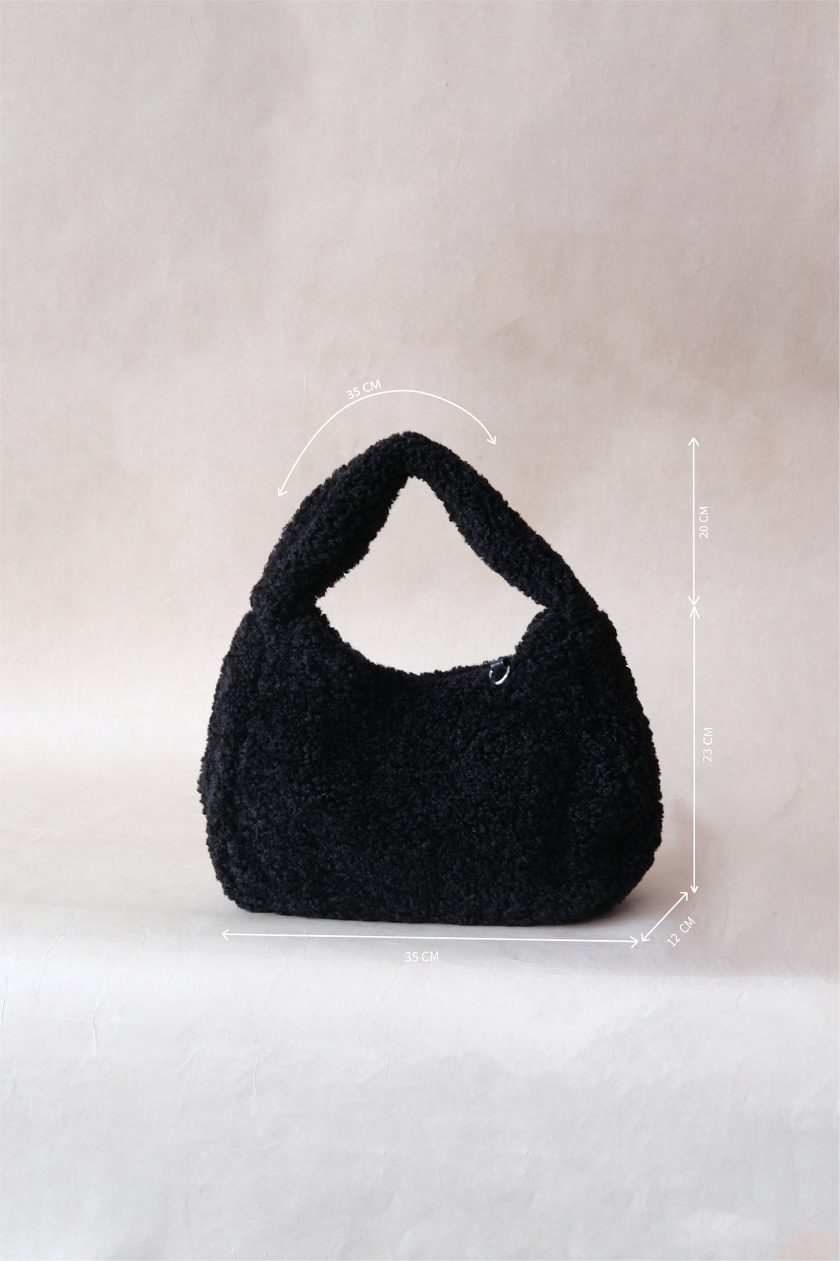 Velour Teddy Handbag - Classic Black