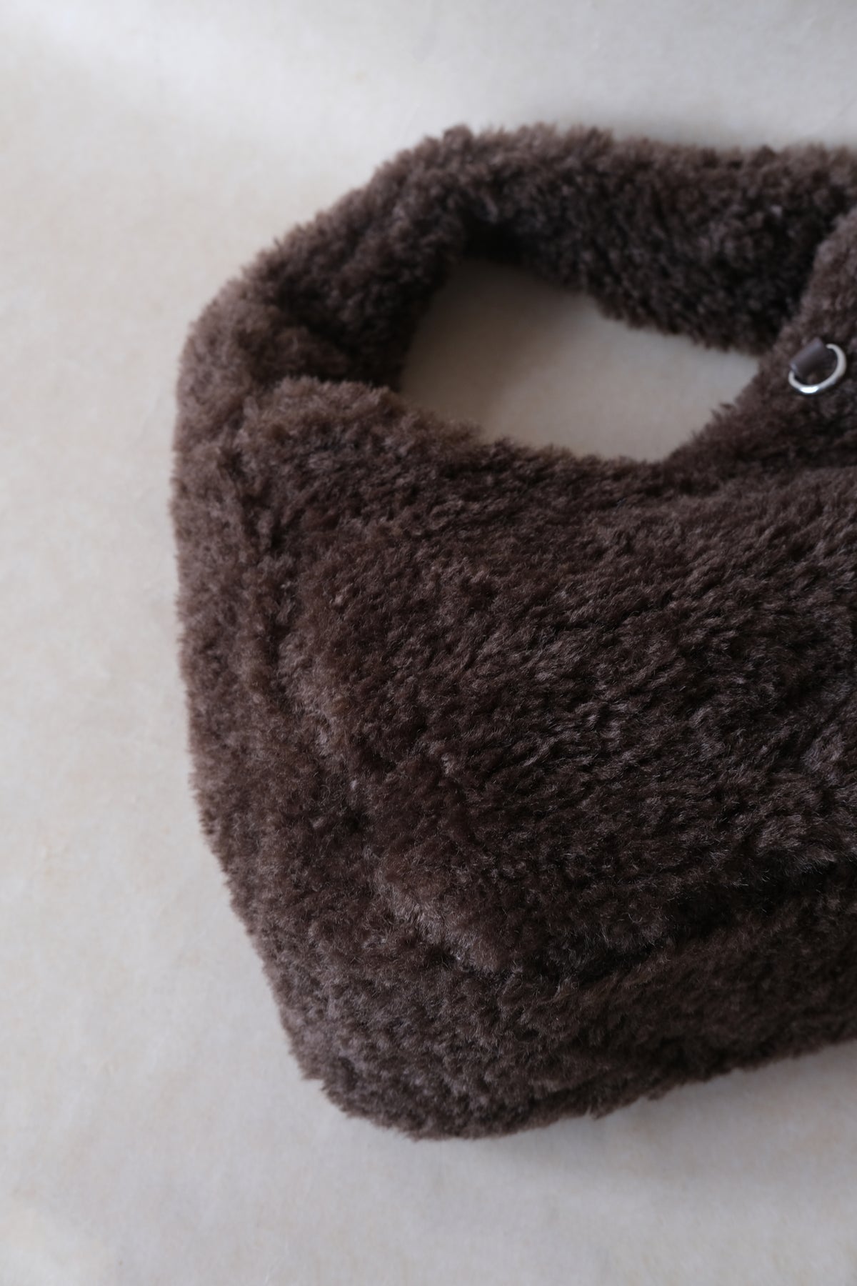 Velour Teddy Handbag - Coffee