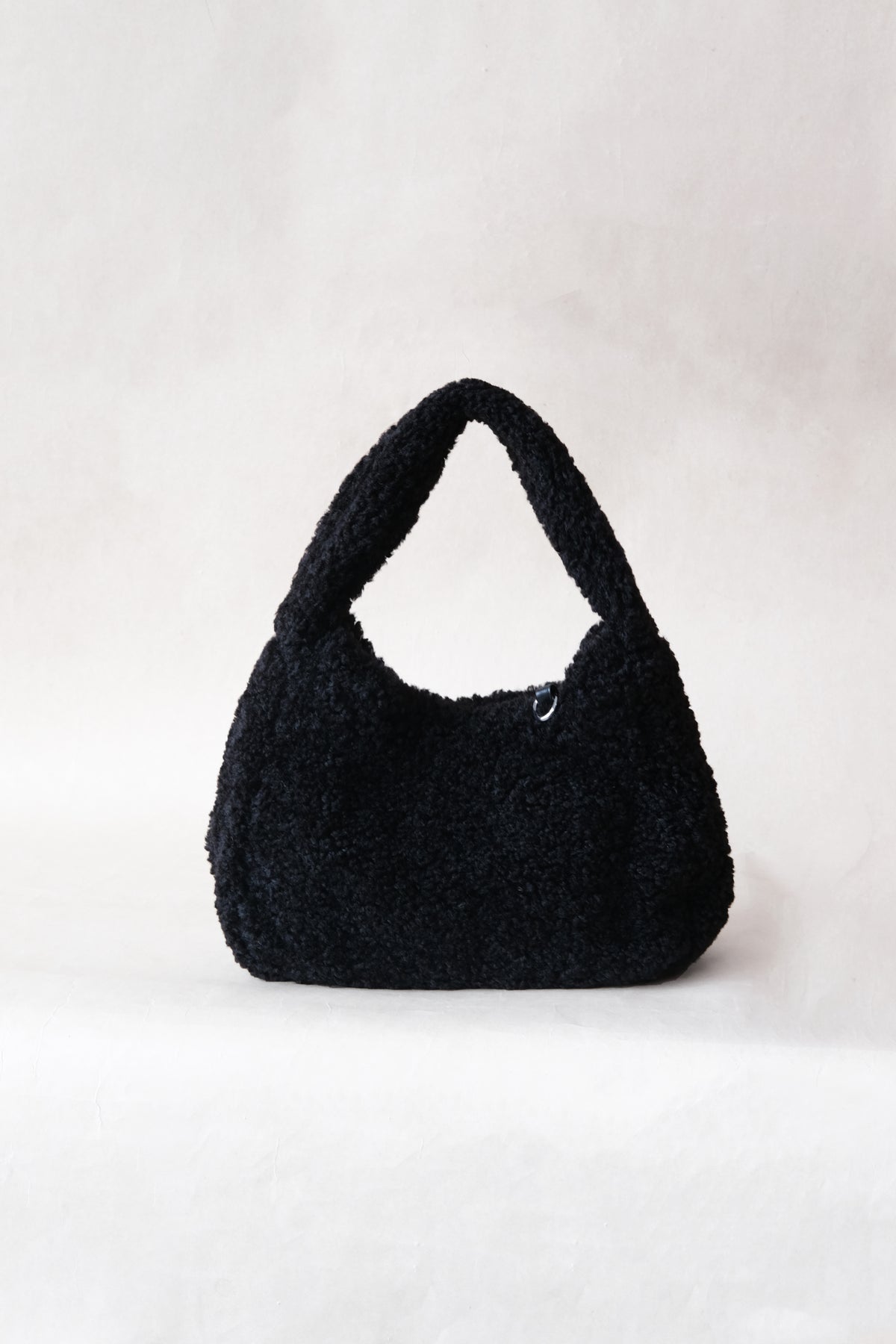 Velour Teddy Handbag - Classic Black