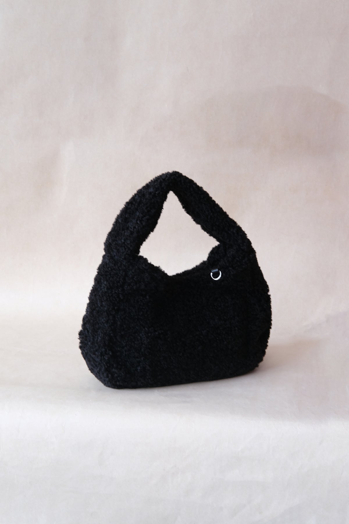 Velour Teddy Handbag - Classic Black