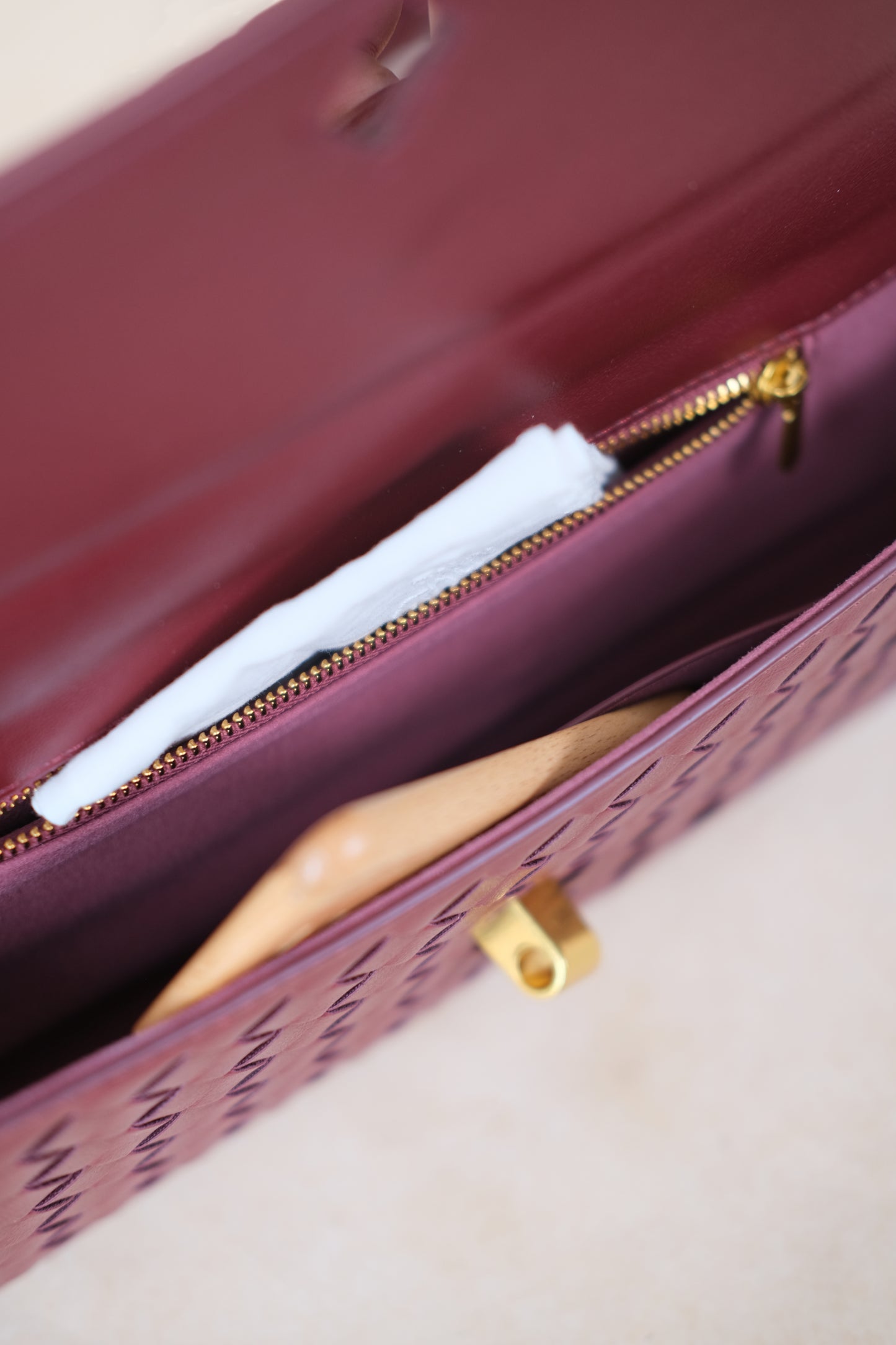 Artisan Crafted Flap Bag - Wine Red