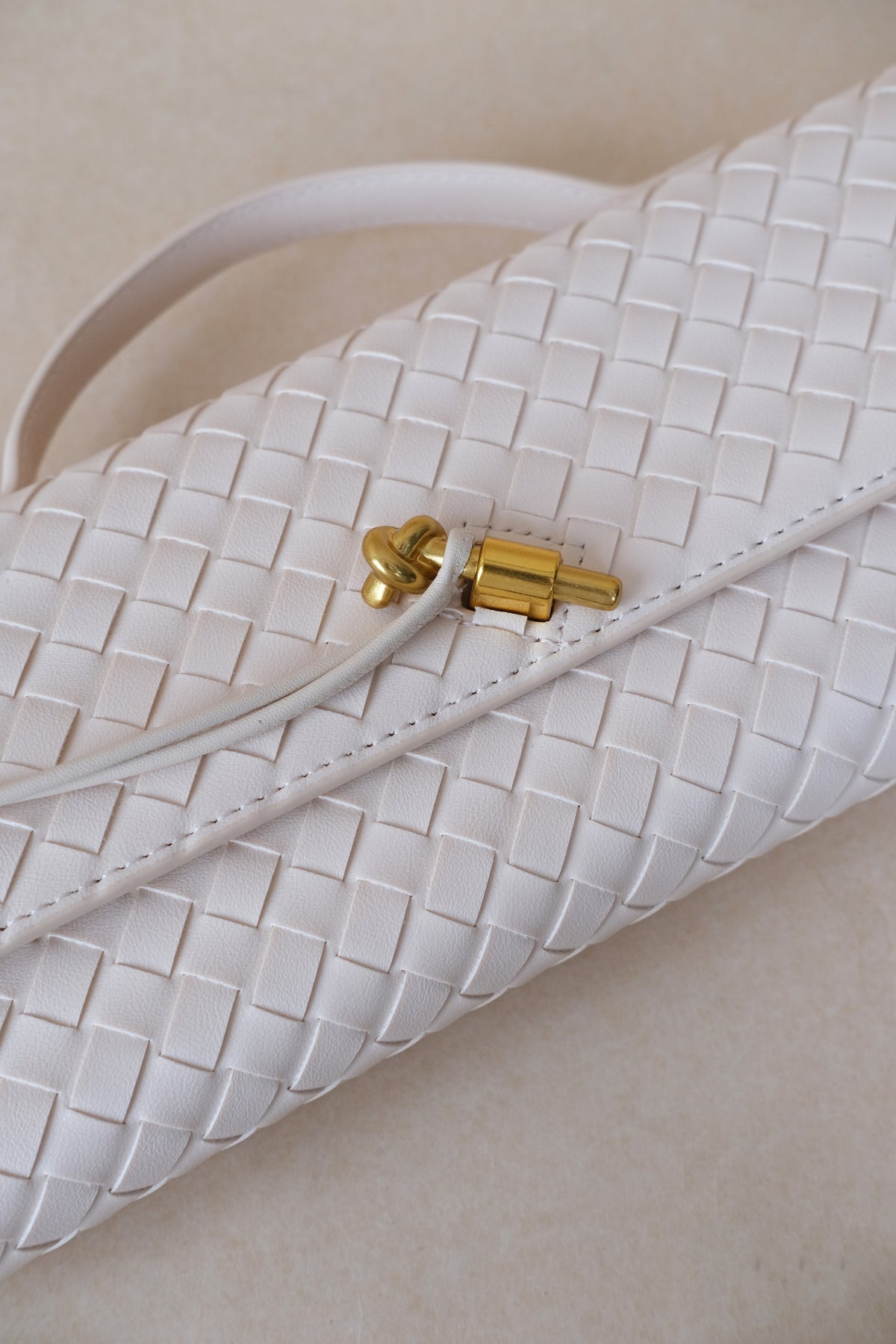 Artisan Crafted Flap Bag - Cream White
