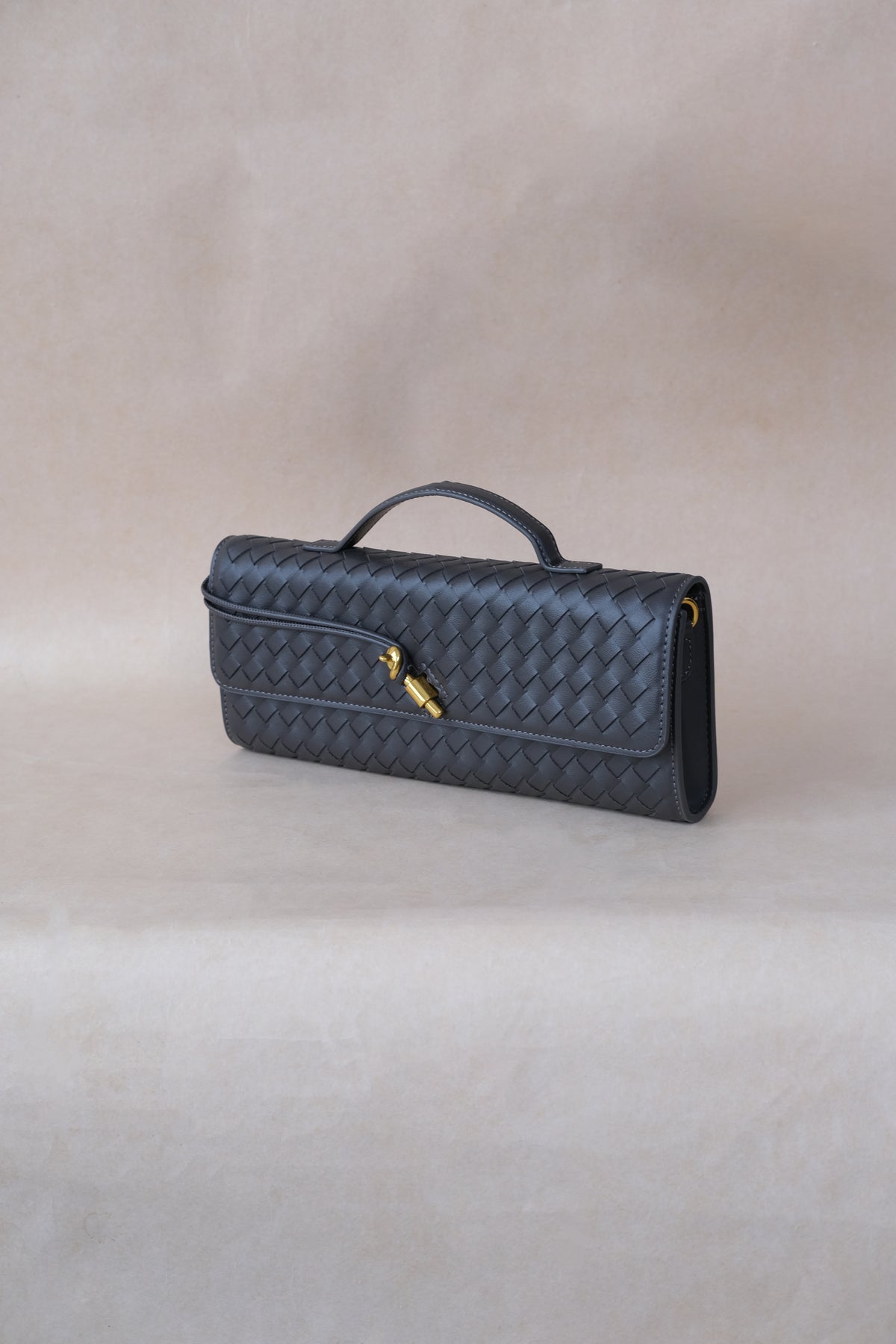 Artisan Crafted Flap Bag - Gunmetal Gray