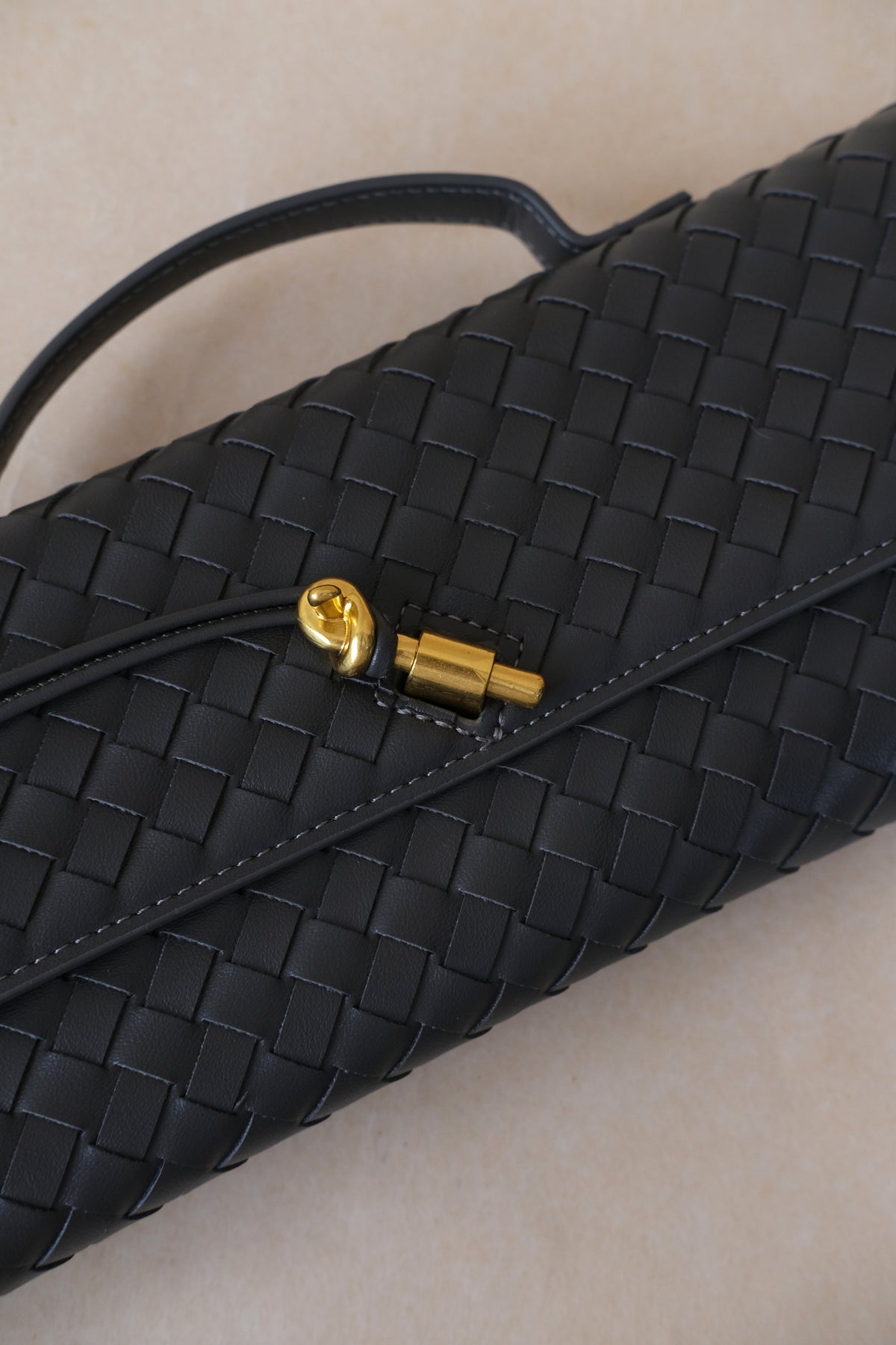 Artisan Crafted Flap Bag - Gunmetal Gray