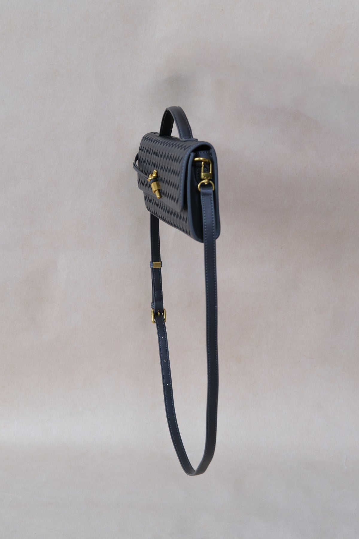 Artisan Crafted Flap Bag - Gunmetal Gray