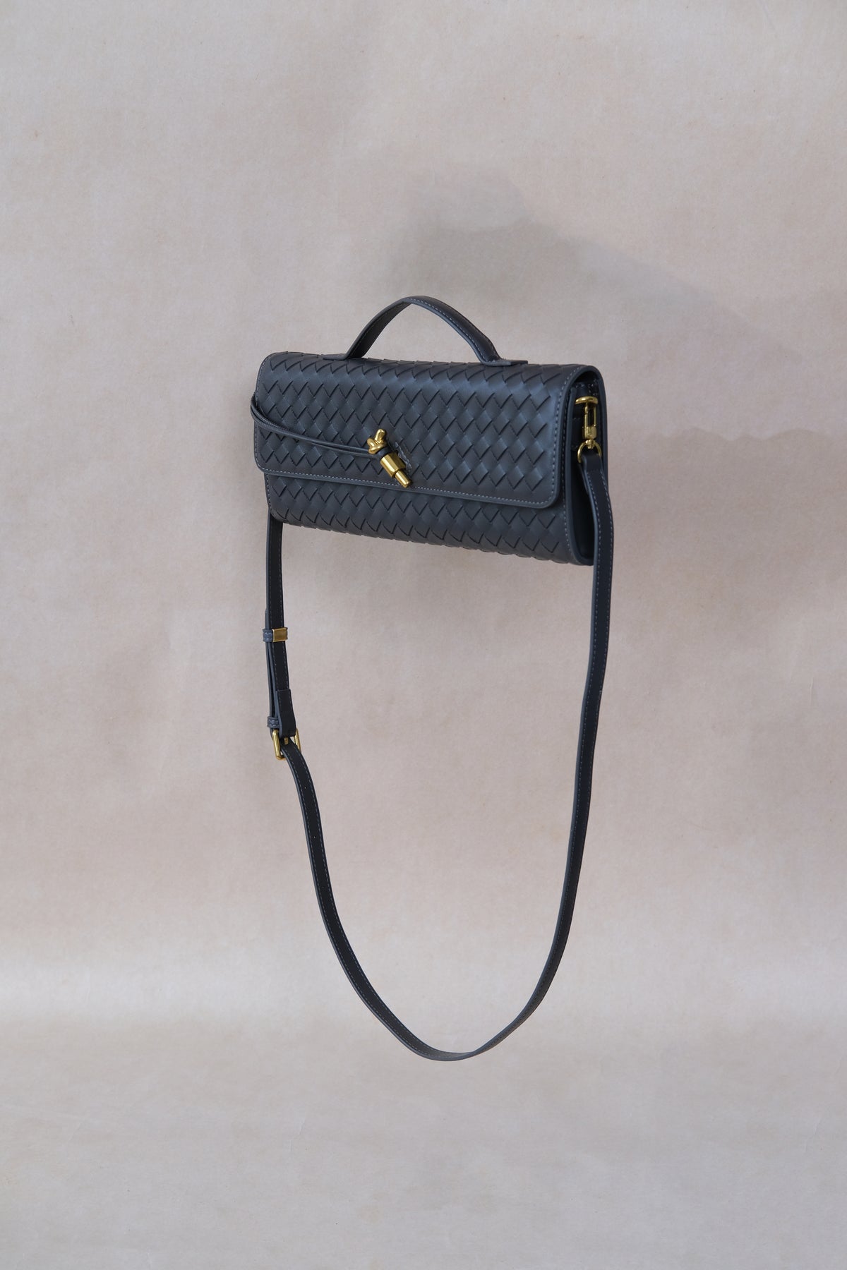 Artisan Crafted Flap Bag - Gunmetal Gray