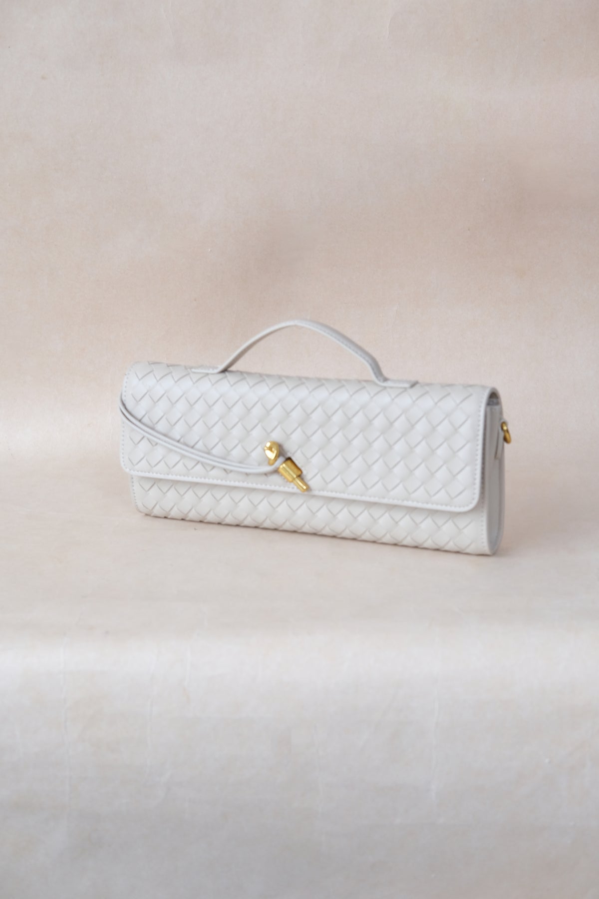 Artisan Crafted Flap Bag - White Sand