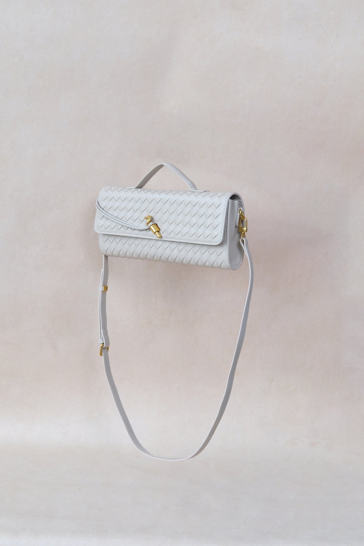 Artisan Crafted Flap Bag - White Sand