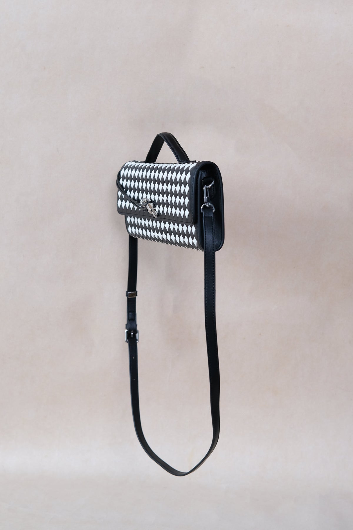 Artisan Crafted Flap Bag - Black and White