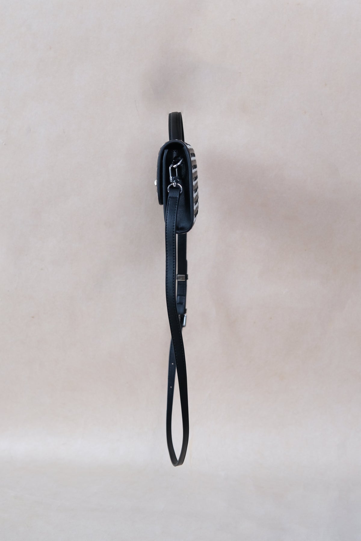 Artisan Crafted Flap Bag - Black and White