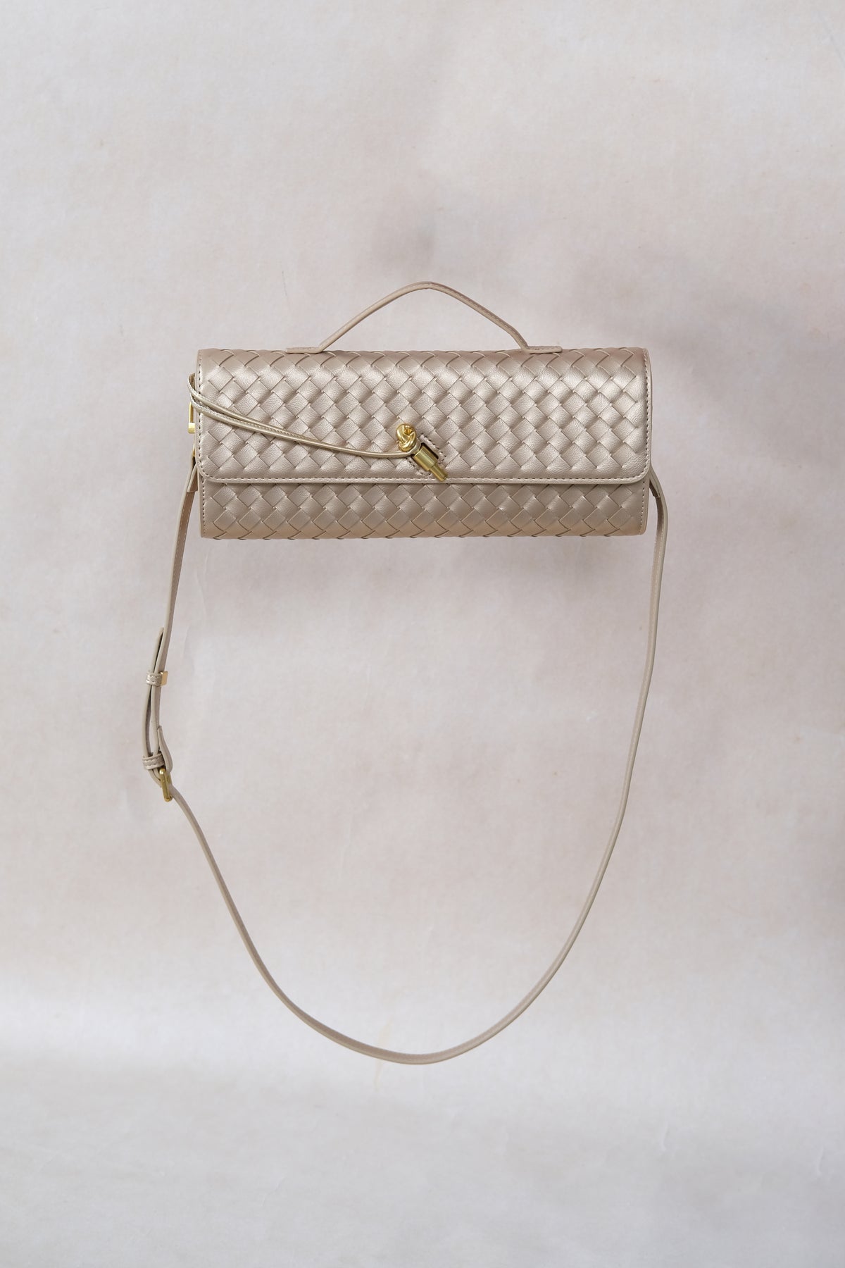 Artisan Crafted Flap Bag - Gold