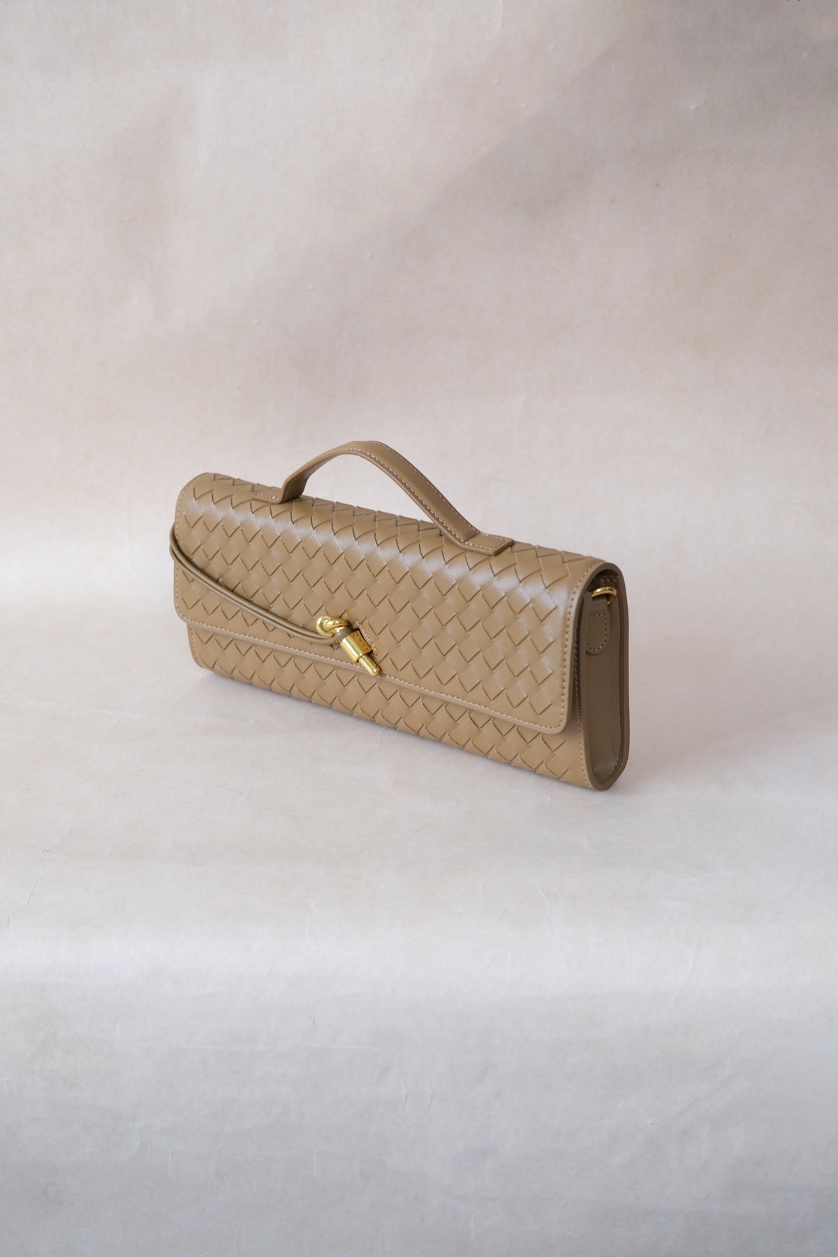 Artisan Crafted Flap Bag - Shinny Khaki