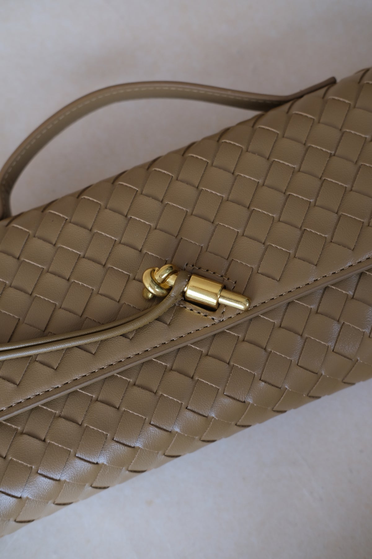 Artisan Crafted Flap Bag - Shinny Khaki