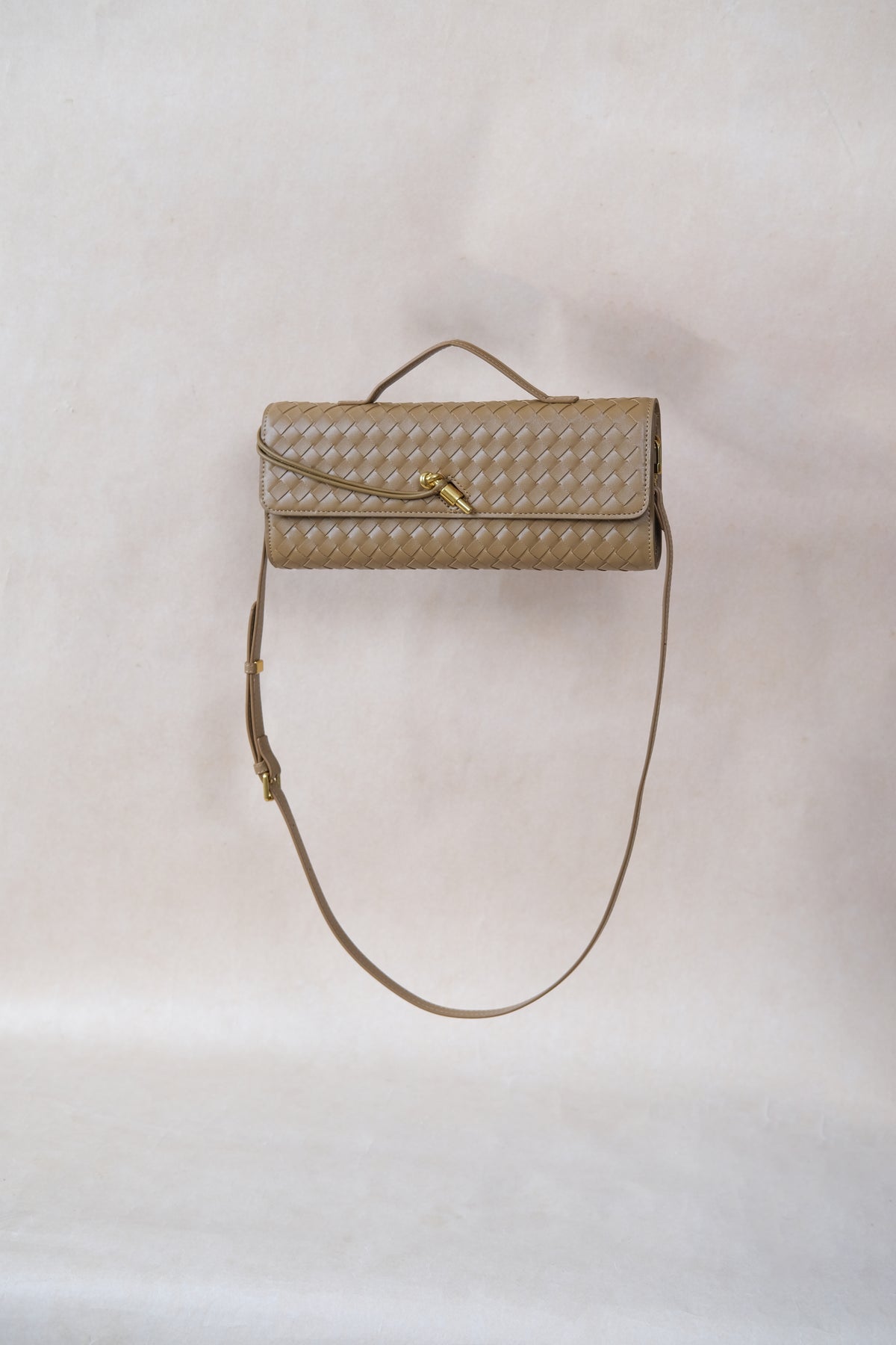 Artisan Crafted Flap Bag - Shinny Khaki