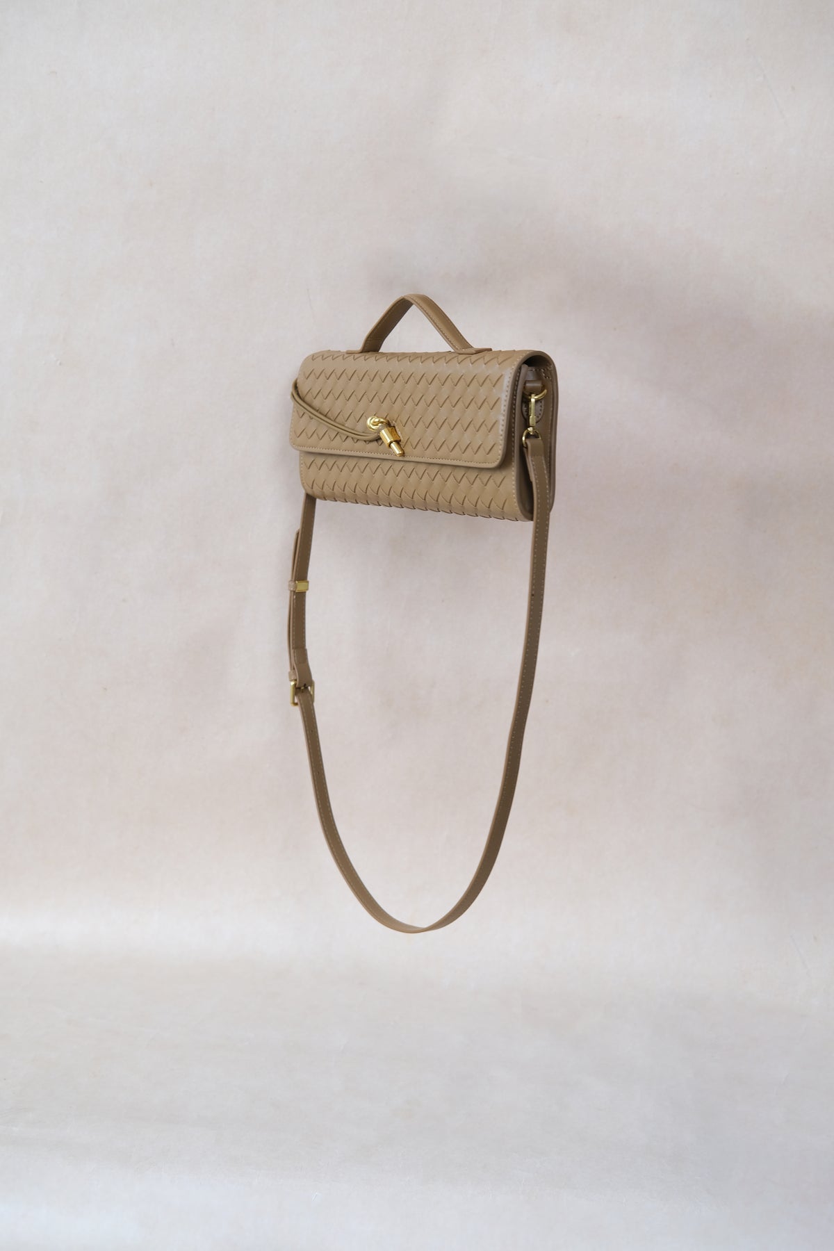 Artisan Crafted Flap Bag - Shinny Khaki