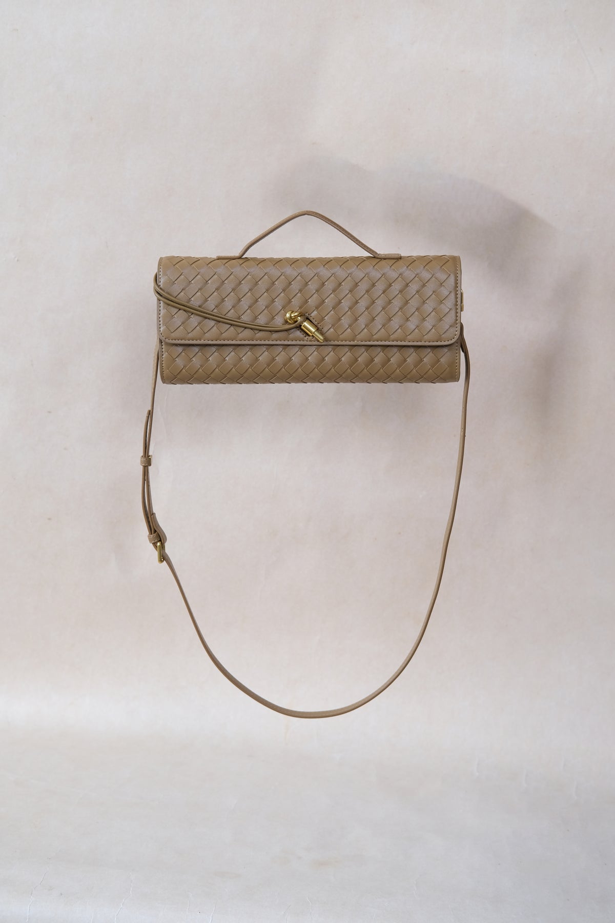 Artisan Crafted Flap Bag - Shinny Khaki