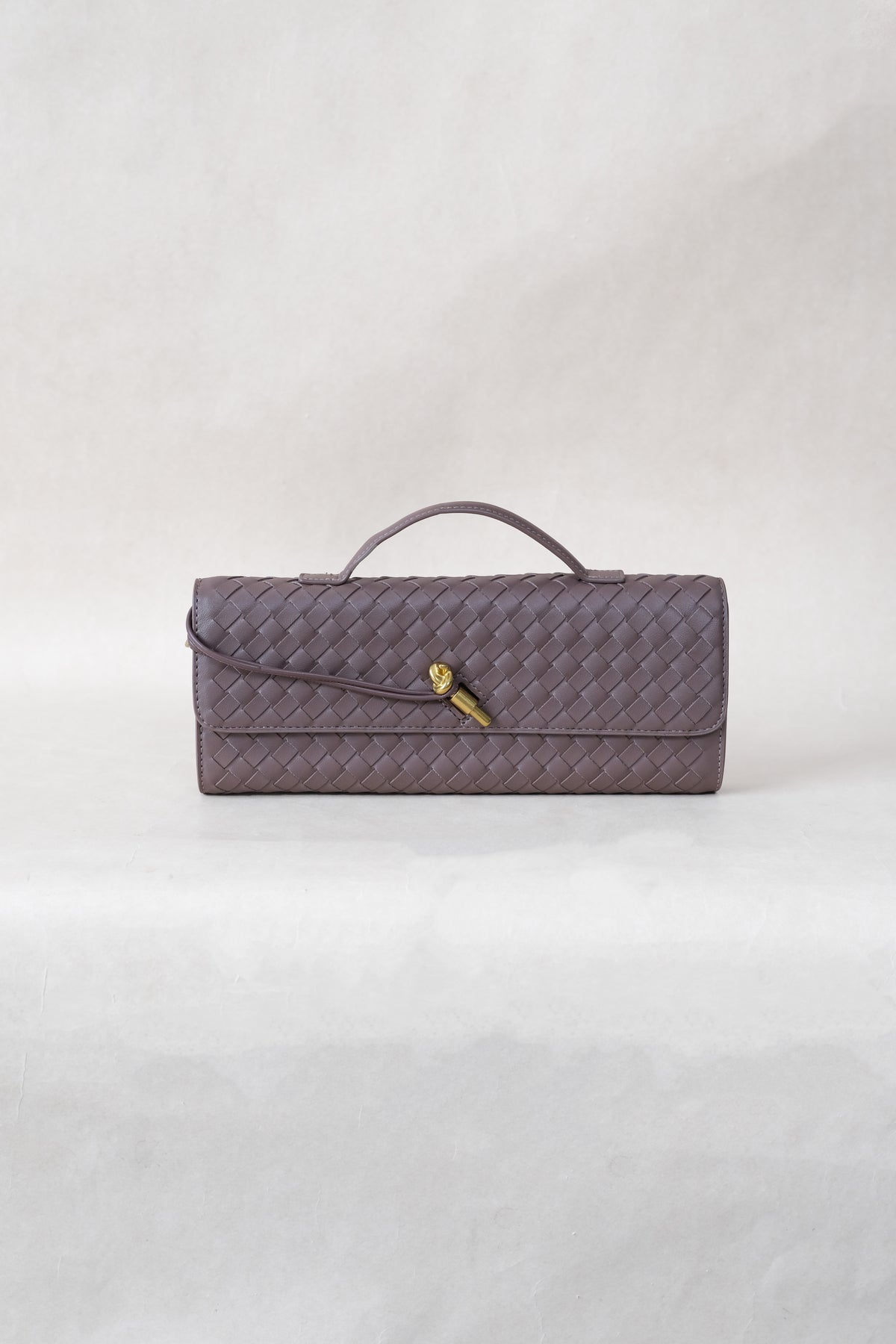 Artisan Crafted Flap Bag - Gray Brown