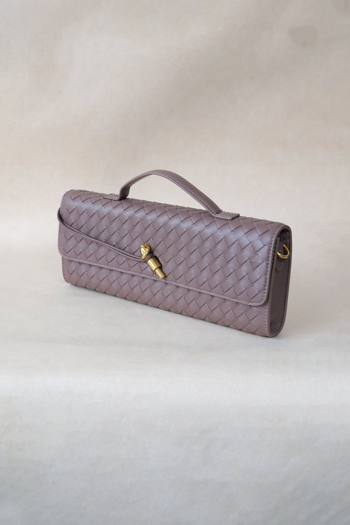 Artisan Crafted Flap Bag - Gray Brown