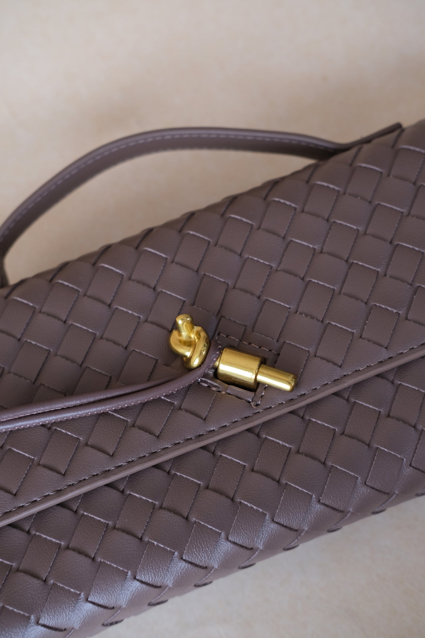 Artisan Crafted Flap Bag - Gray Brown