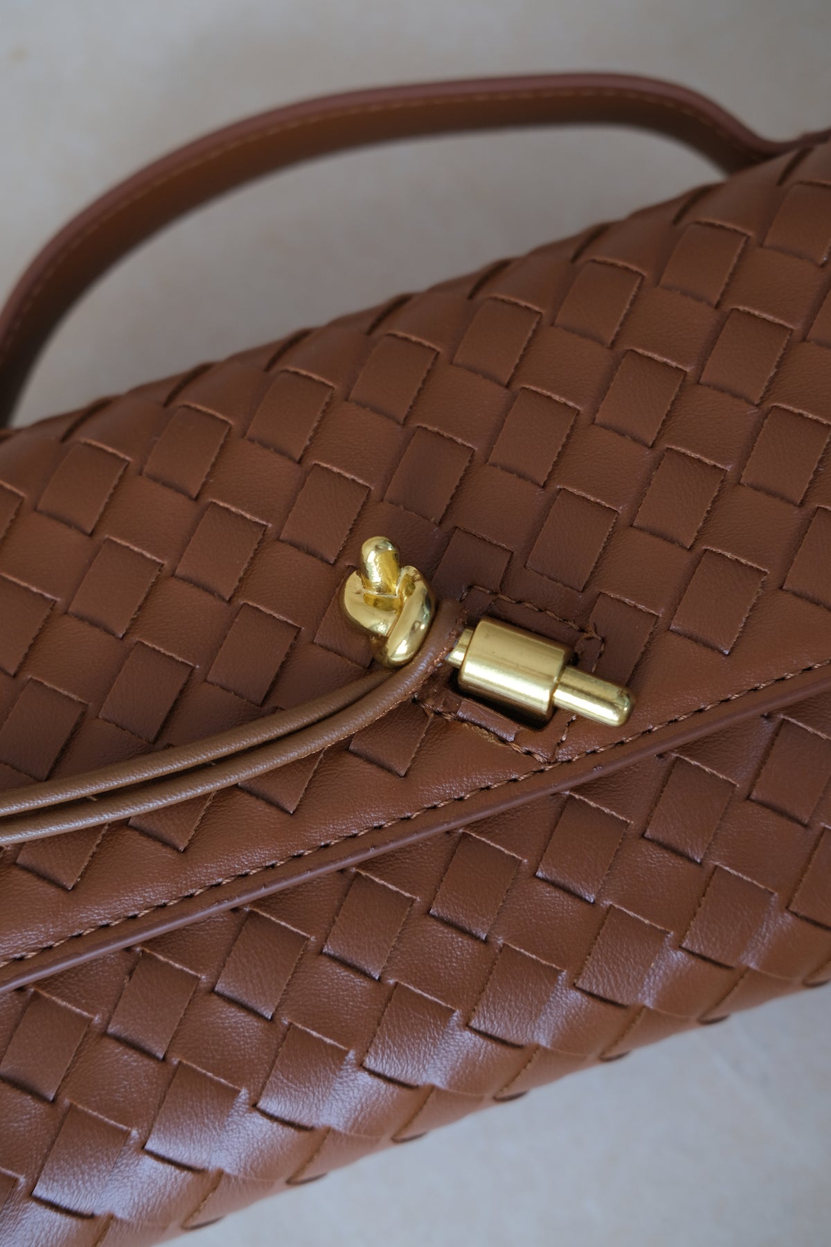 Artisan Crafted Flap Bag - Shinny Chestnut