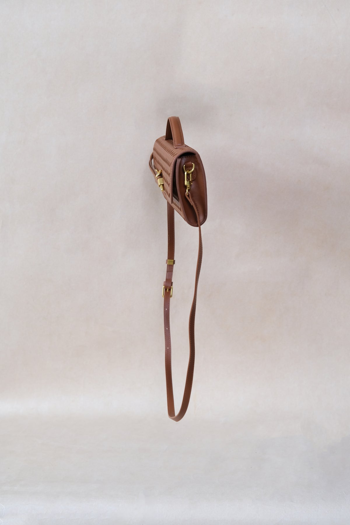 Artisan Crafted Flap Bag - Shinny Chestnut
