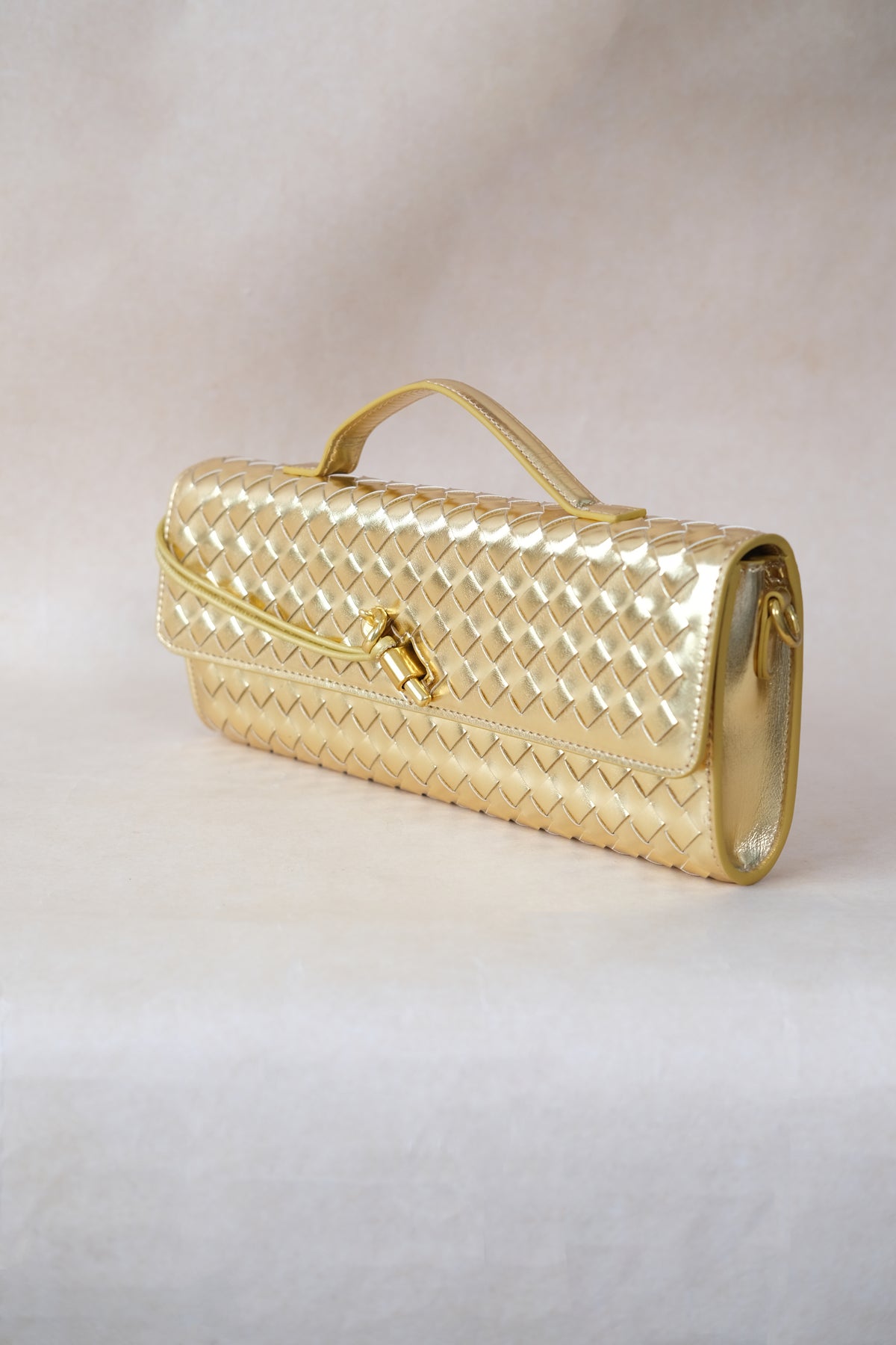 Artisan Crafted Flap Bag - Shinny gold