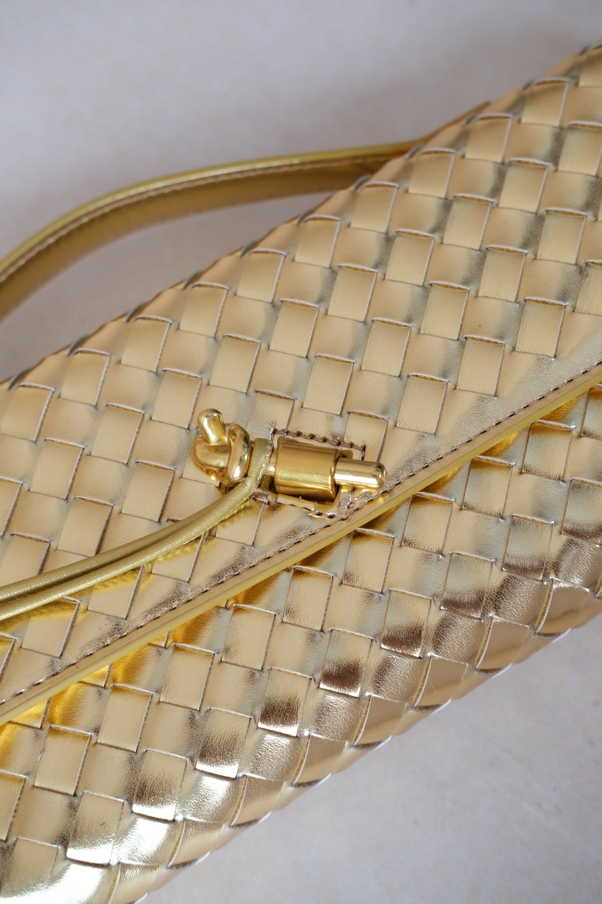 Artisan Crafted Flap Bag - Shinny gold