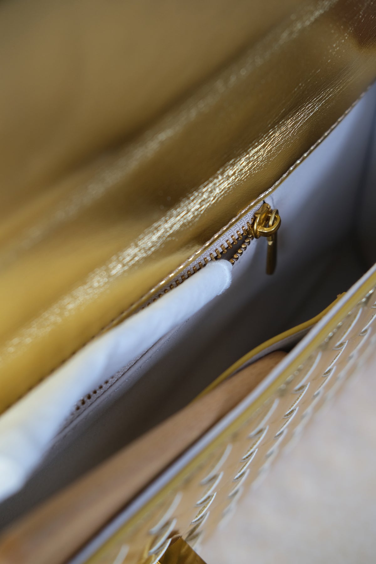 Artisan Crafted Flap Bag - Shinny gold