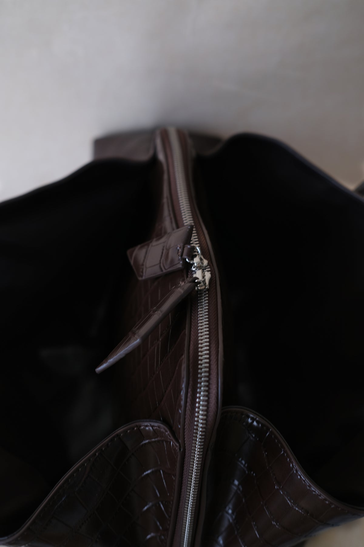 Barne Époque Tote - Coffee-colored Crocodile Pattern