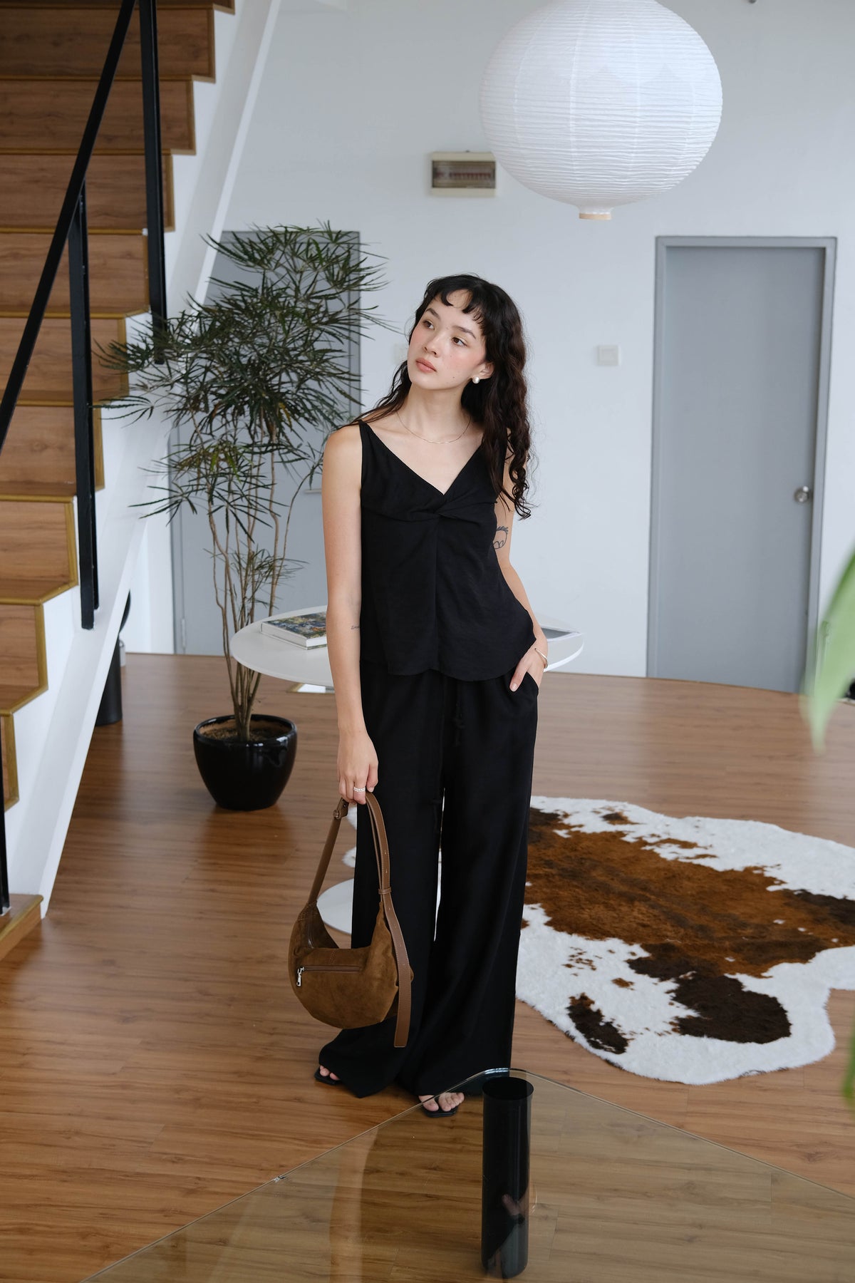 Casual Wide-leg Pants in Classic Black With Pocket