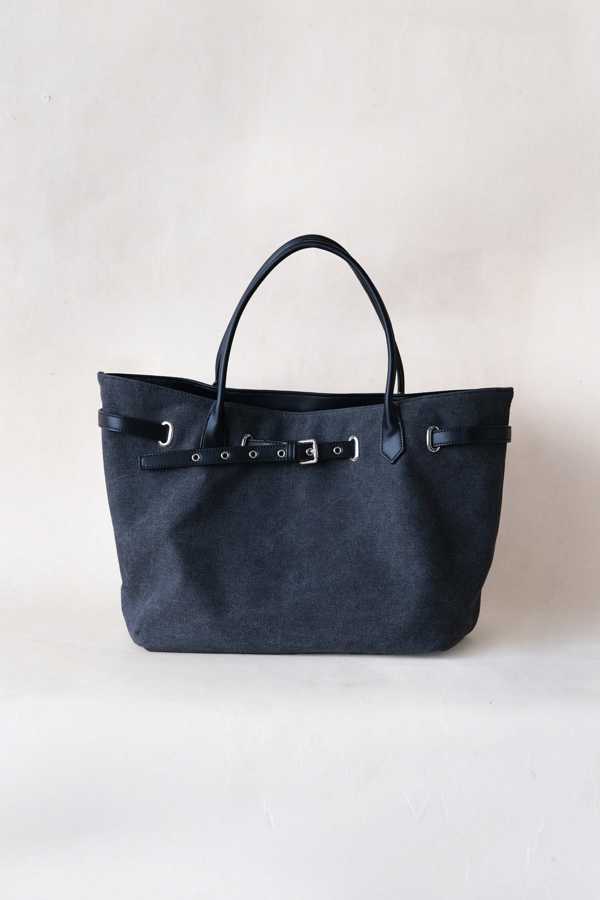 Élan Belted Canvas Tote - Black