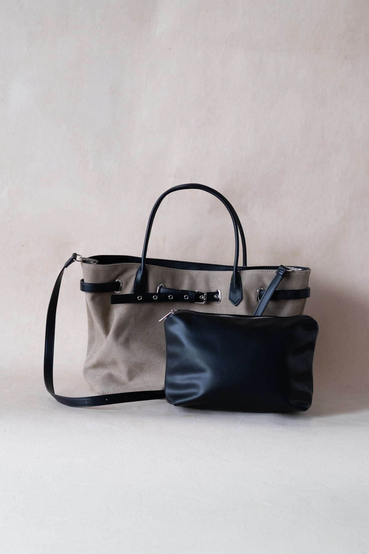 Élan Belted Canvas Tote - Khaki