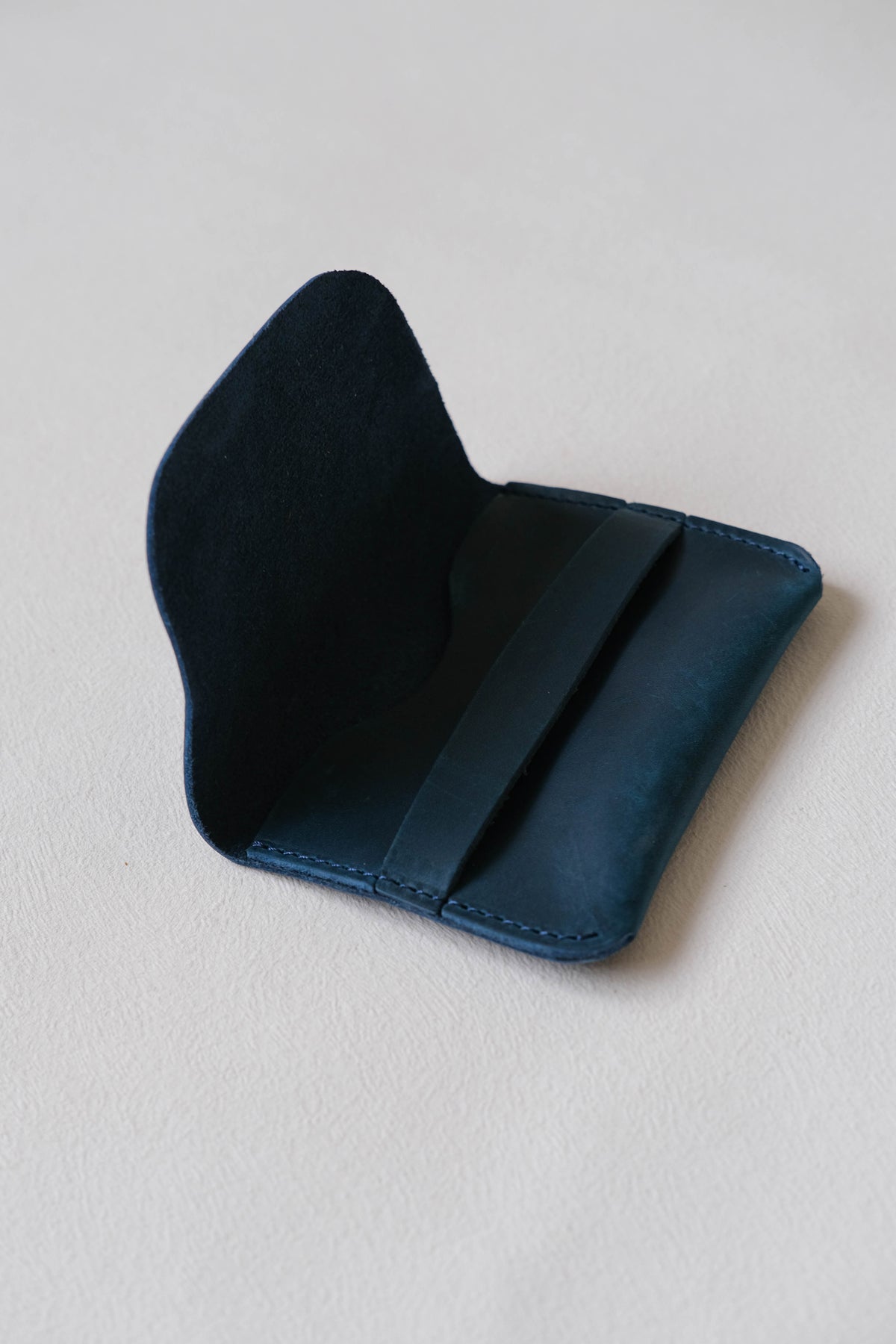Handmade Genuine Leather Card Holder In Bluish